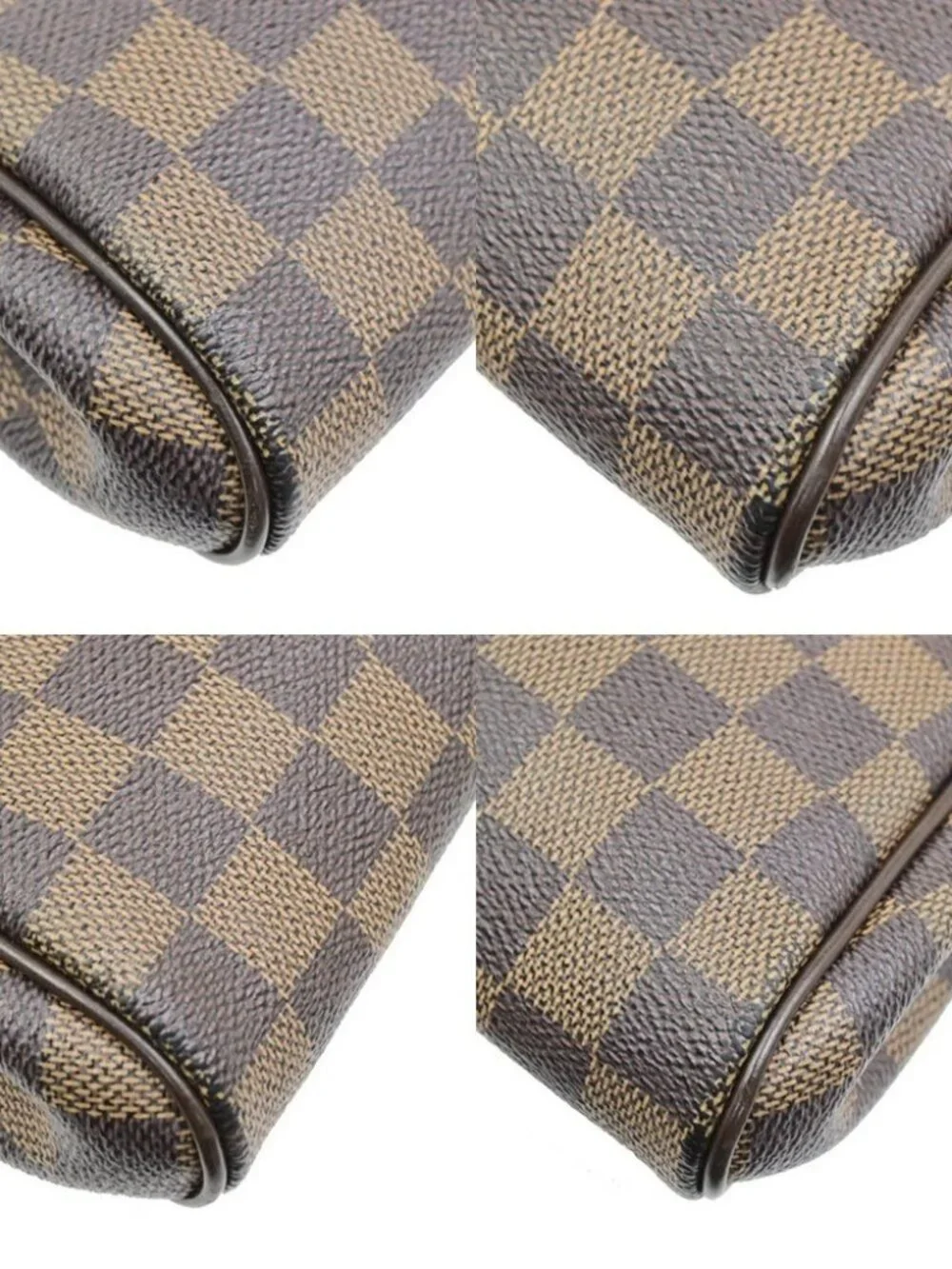 LOUIS VUITTON Eva Chain Shoulder Bag Damier Ebene Leather Brown